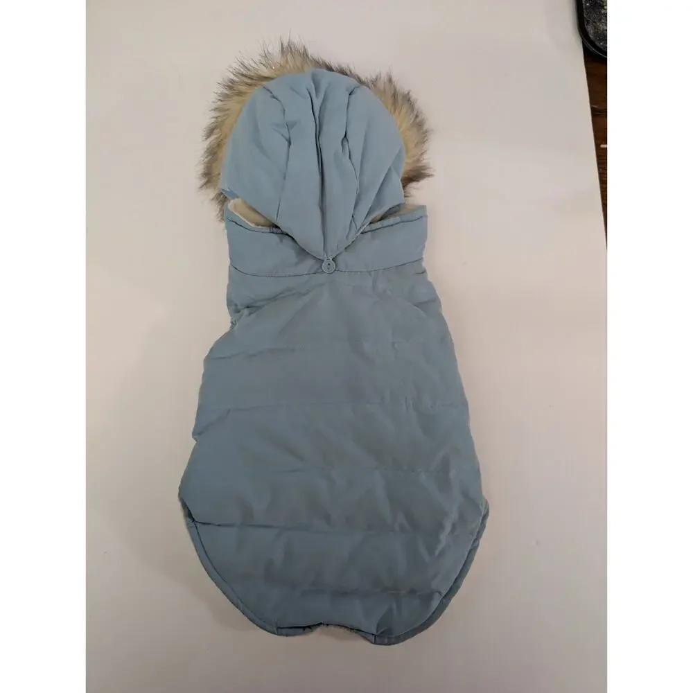 Canine Styles Dog Winter Coat Blue Puffer Insulated Jacket With Remove Hood